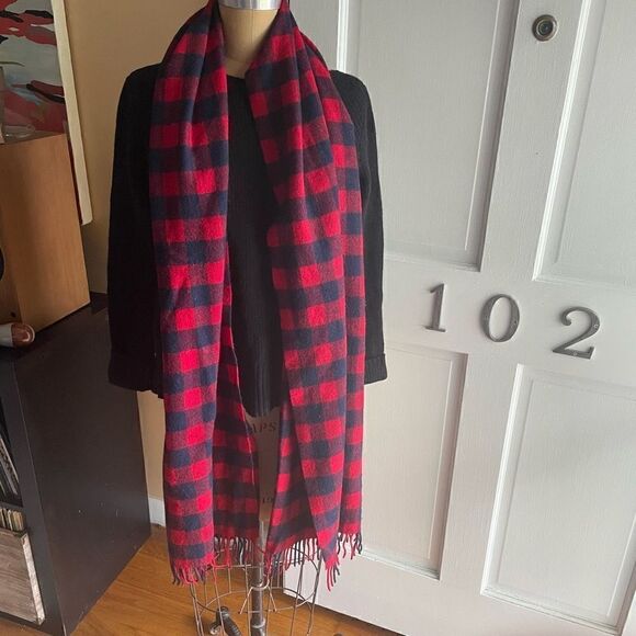 J CREW | MADEWELL | GAP | preppy red & navy blanket wrap scarf - Picture 4 of 7